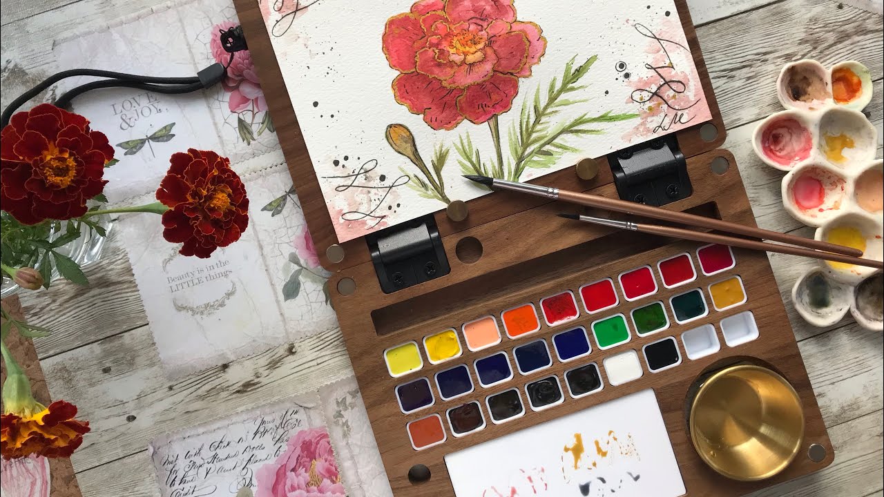 Lightwish Wooden palette Review. Painting with Meiliang watercolor paints