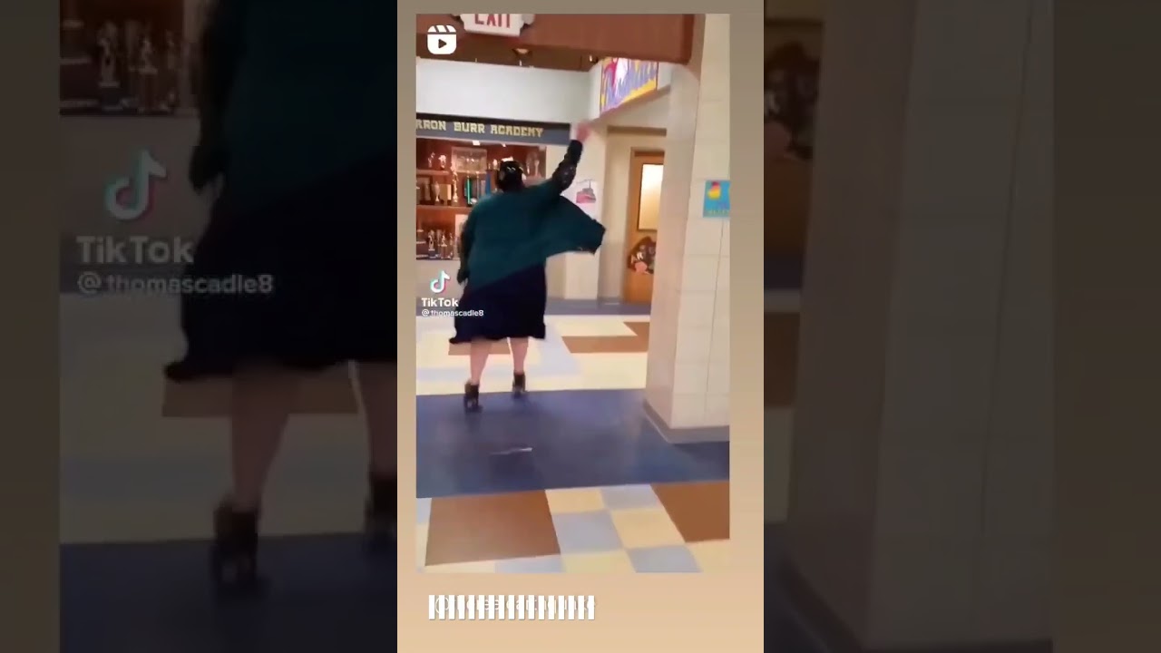 principal on skates crash into trophy case at school