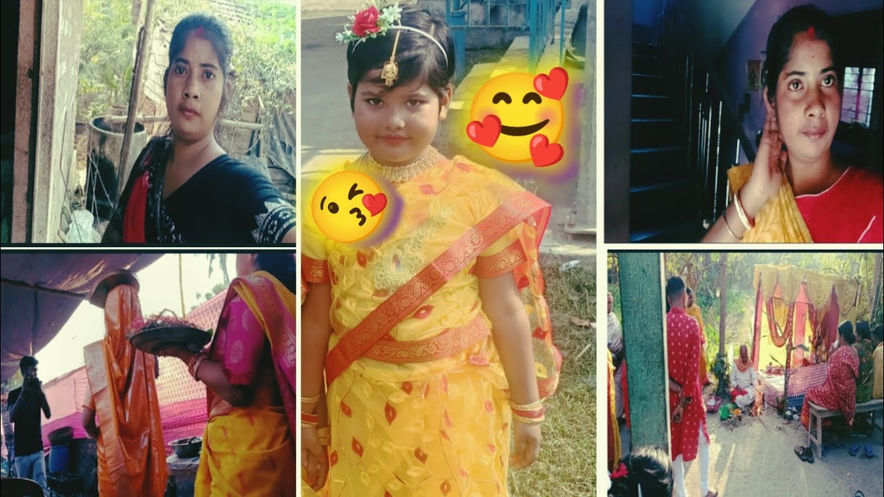 মেয়েকে শাড়ি পরিয়ে স্কুলে নিয়ে গেলাম অঞ্জলি দিতে, বিয়ে বাড়ি গিয়েও জল সৈতে যেতে পারলাম না।। 😭