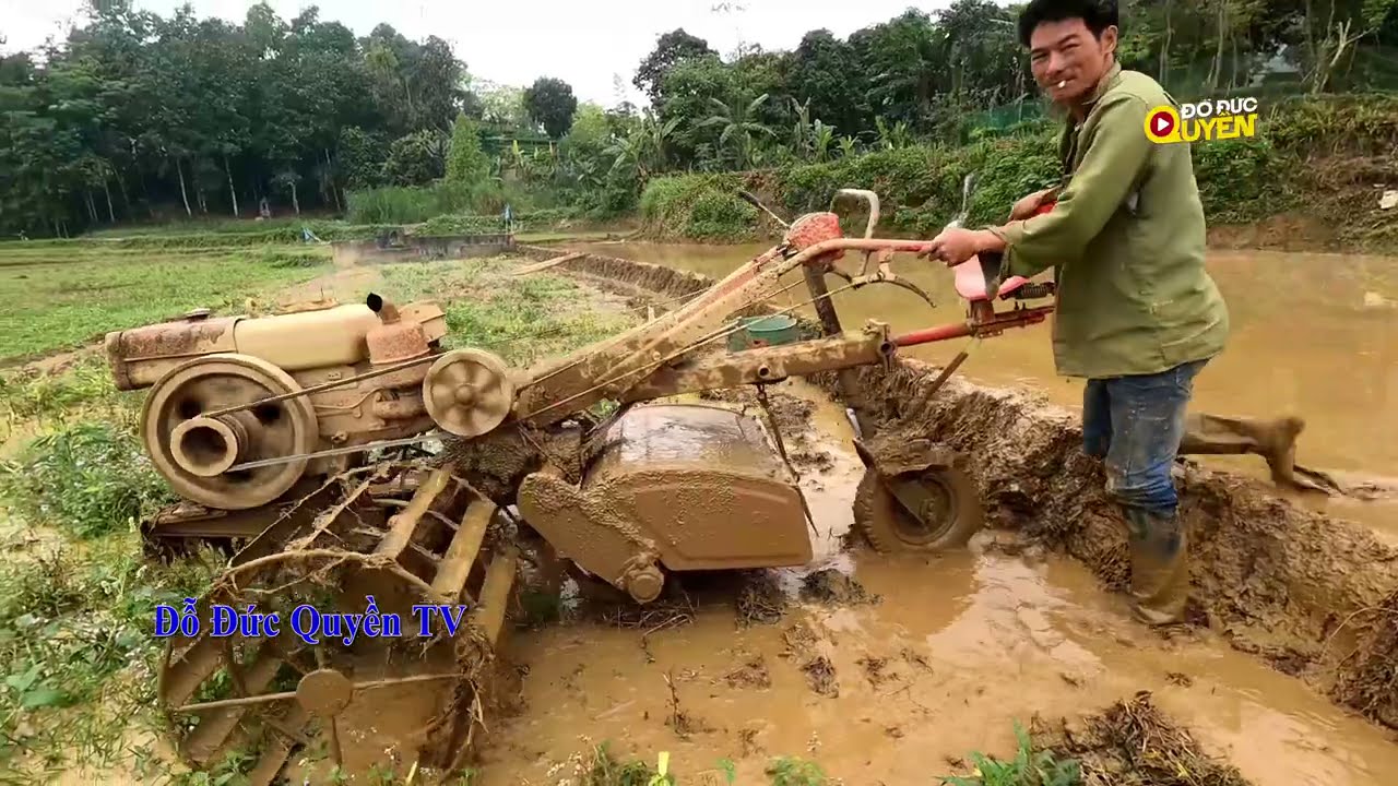 Máy Cày Bánh Lồng GN91 Cày Bừa Ruộng Nước, Máy Cày Bừa Đầu Nổ Chạy Dầu Làm Ruộng Nước Quá Đẹp