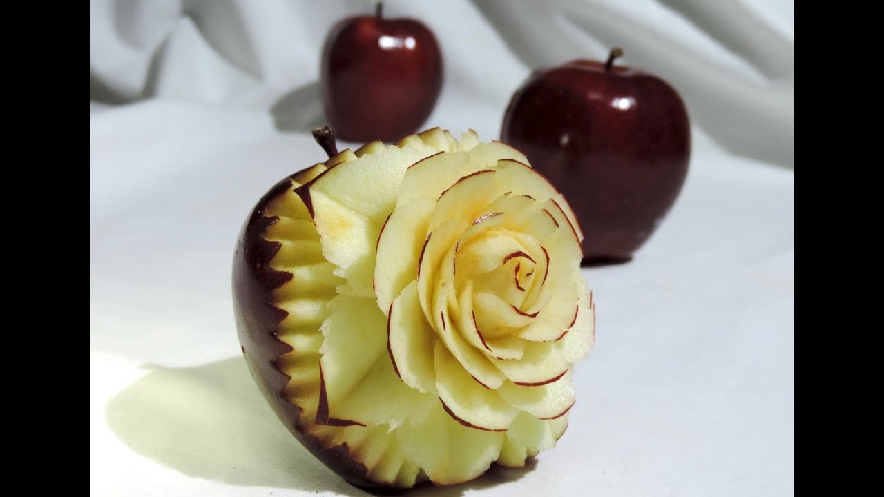 HOW TO MAKE A FLOWER IN APPLE - By J.Pereira Art Carving Fruits and Vegetables