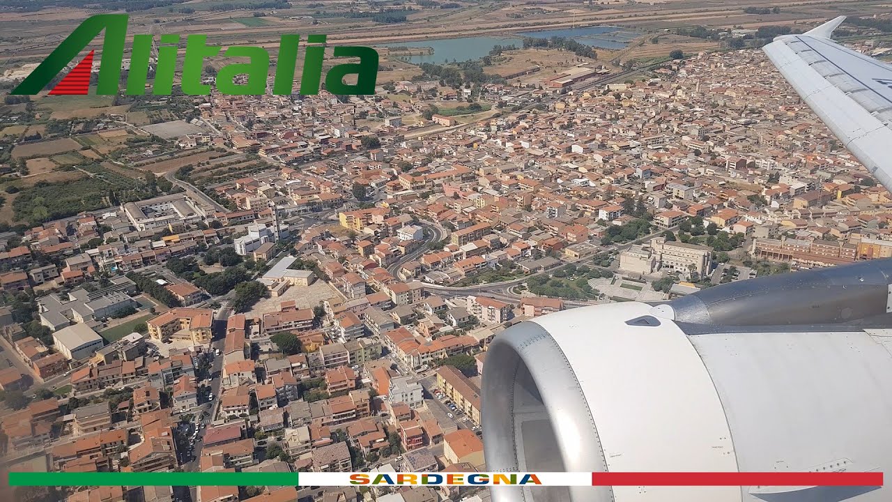 ✈ Atterraggio Cagliari. Landing A320-216 Alitalia Airbus