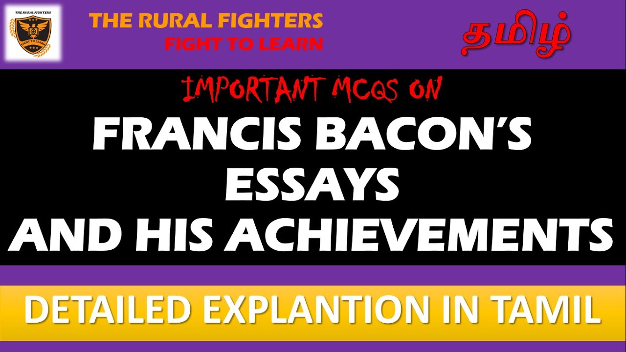 IMPORTANT MCQS ON FRANCIS BACON'S ESSAYS | DETAILED EXPLANATION IN TAMIL | PART 3 |#PGTRB #NET #SLET