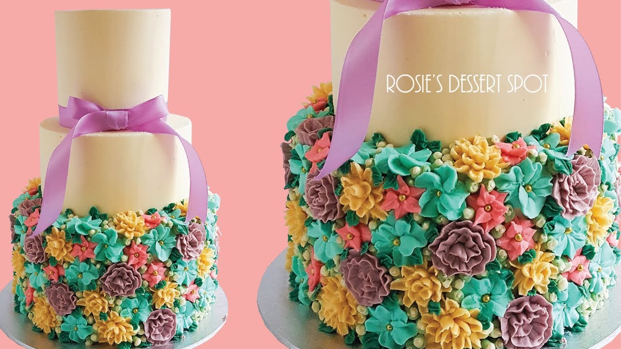 Loaded FLORAL Spring WEDDING Cake- Rosie's Dessert Spot