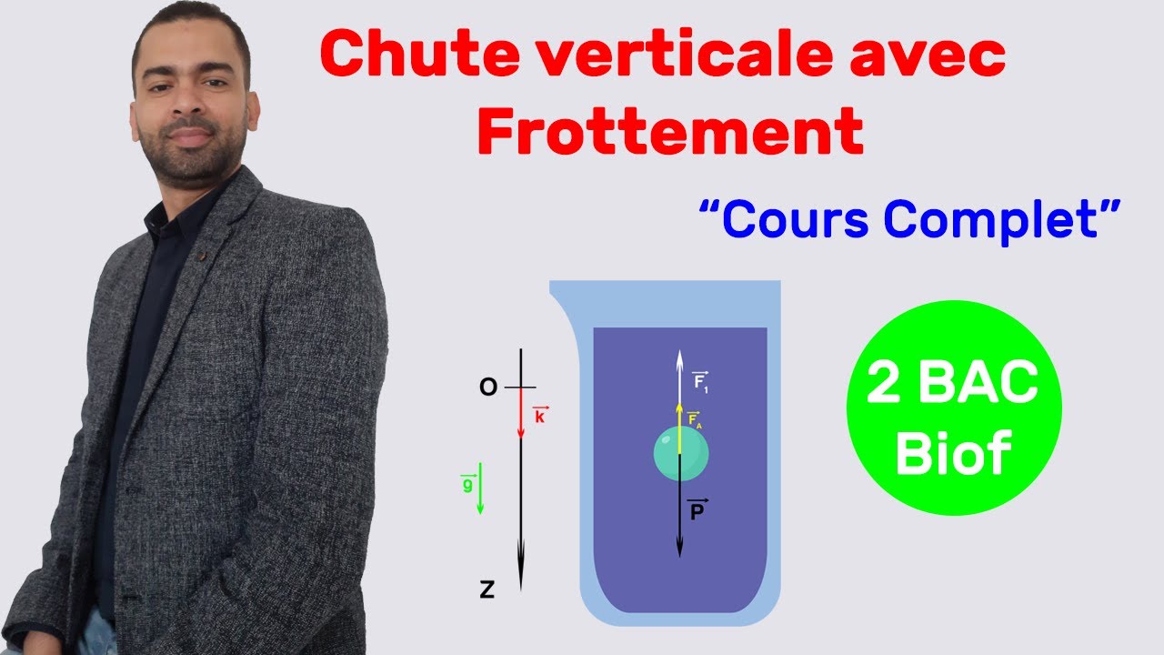 2 BAC Biof - Chute Verticale avec Frottement (Cours Complet) - Prof Noureddine