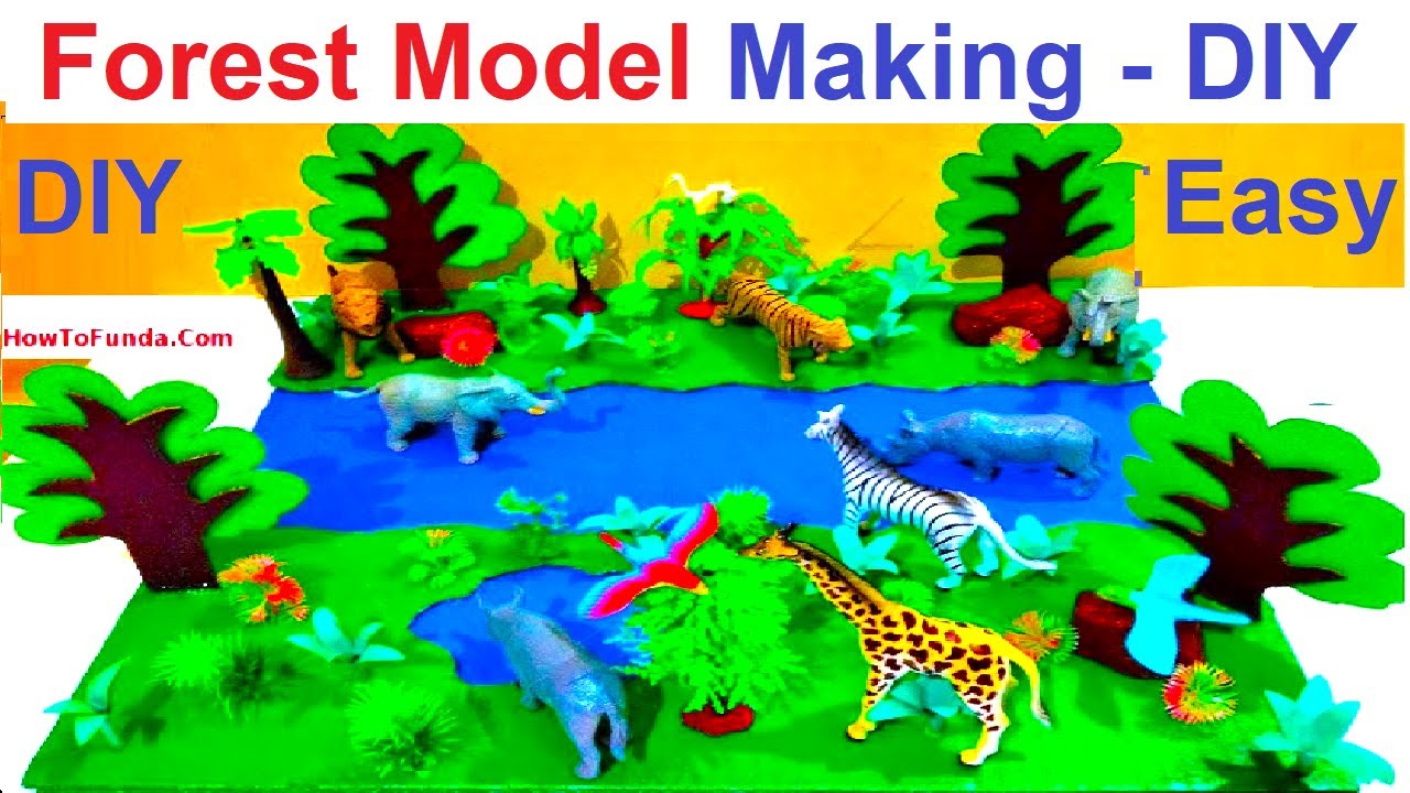 forest model model making(jungle) using waste materials 3d  | DIY project | howtofunda | still model