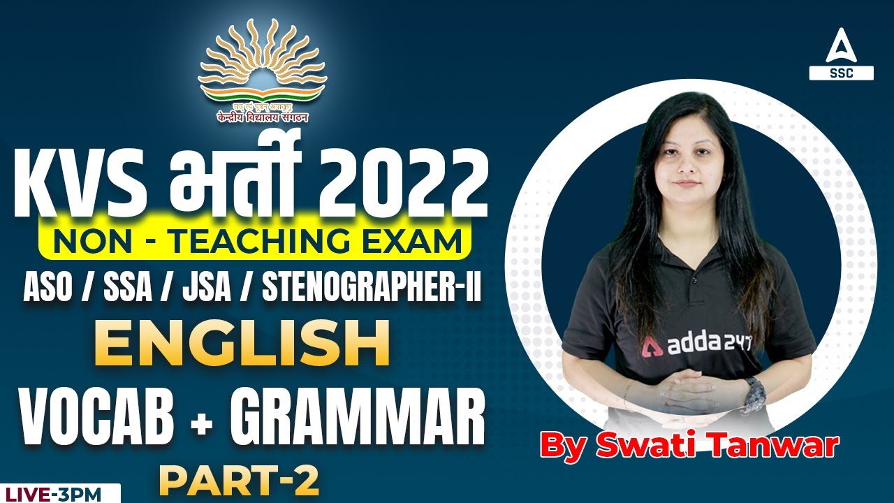 KVS Recruitment 2022 Non Teaching Staff | KVS English | Vocab + Grammar day 2