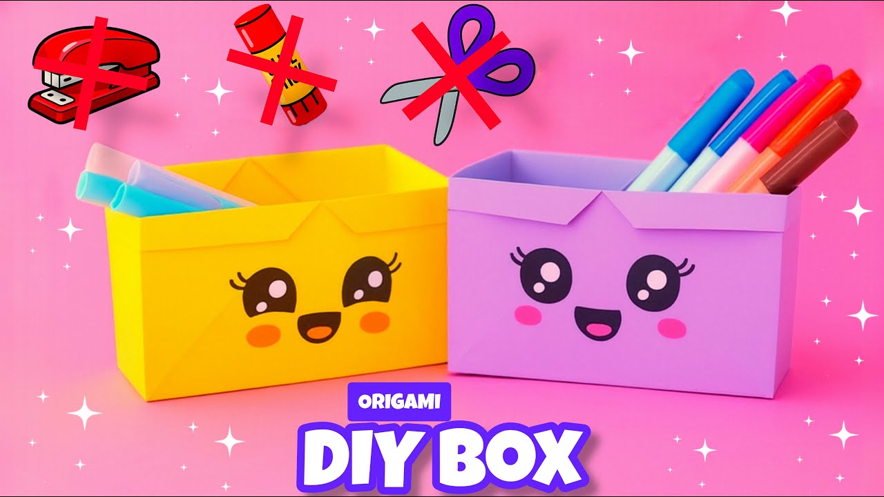 DIY Easy Origami pencil Box ✨ | No Glue, No Scissors, No Stapler | Cute Paper Organizer for Kids
