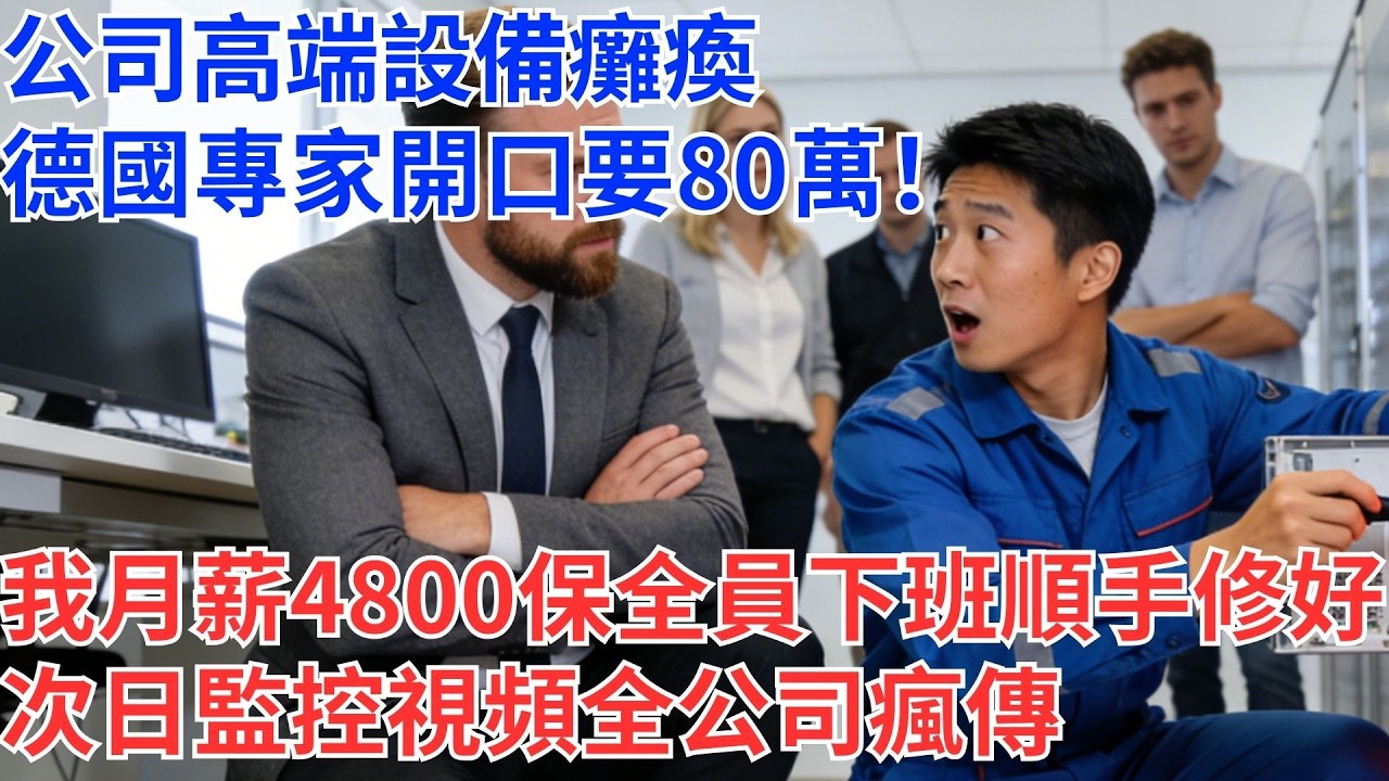 公司頂級設備突然當機，德國專家報價80萬維修費！我這個月薪4800的保全員下班前隨手調了兩下，隔天監控影片在全公司瘋傳#為人處世#生活經驗#情感故事#职场