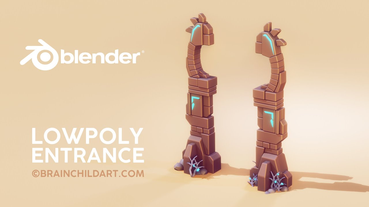 Aztec Desert Stone Gate | Lowpoly Modeling in Blender | 3d Game art (Blender Speed Modeling)