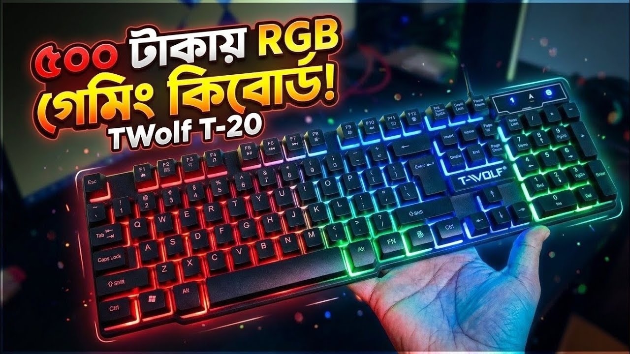 সস্তায় এত ভালো RGB গেমিং কিবোর্ড! T-Wolf T20