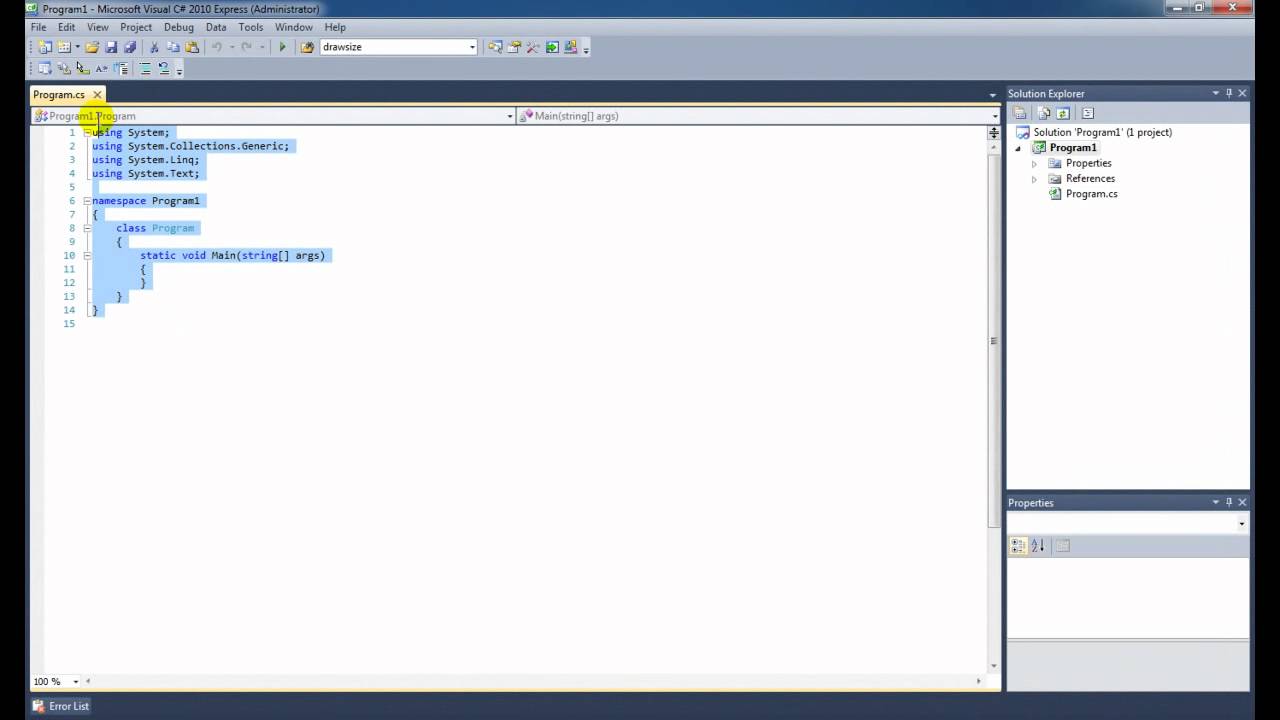 C# tutorial 1 - Visual studio express 2010 and Hello Wold!