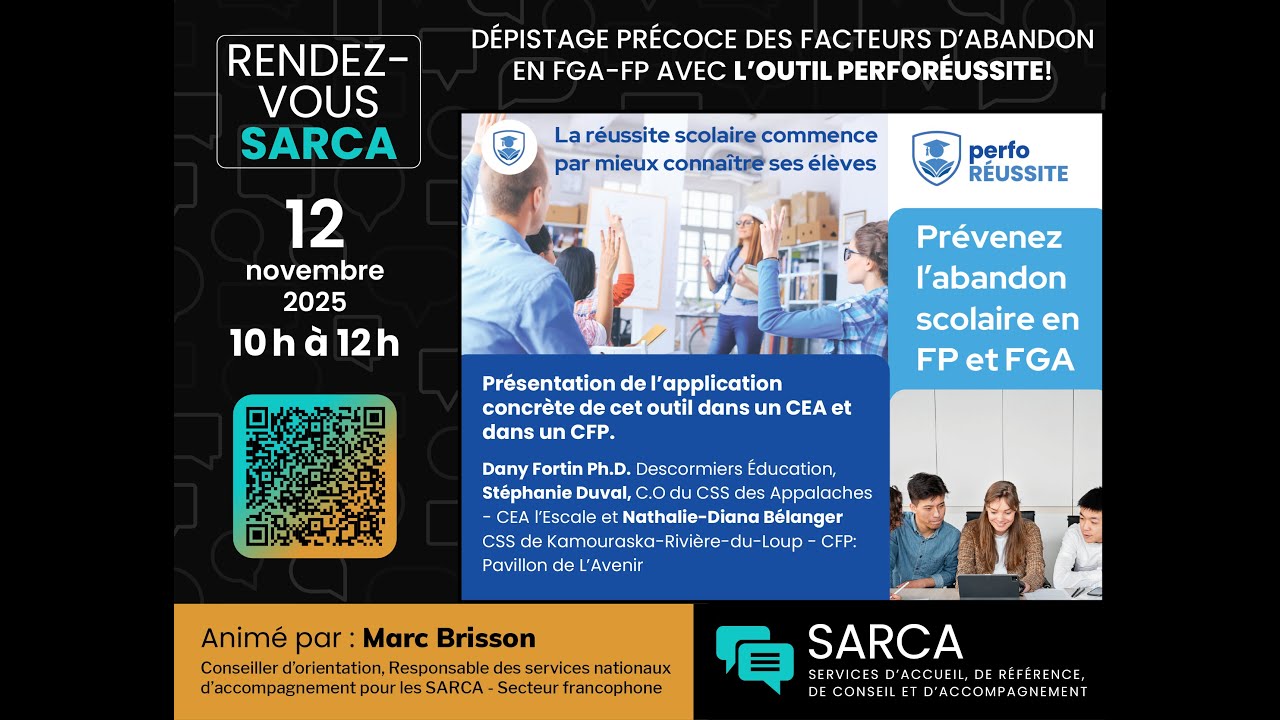 Rendez-vous SARCA : Dépistage précoce des facteurs d'abandon en FGA-FP avec l'outil perfoRÉUSSITE