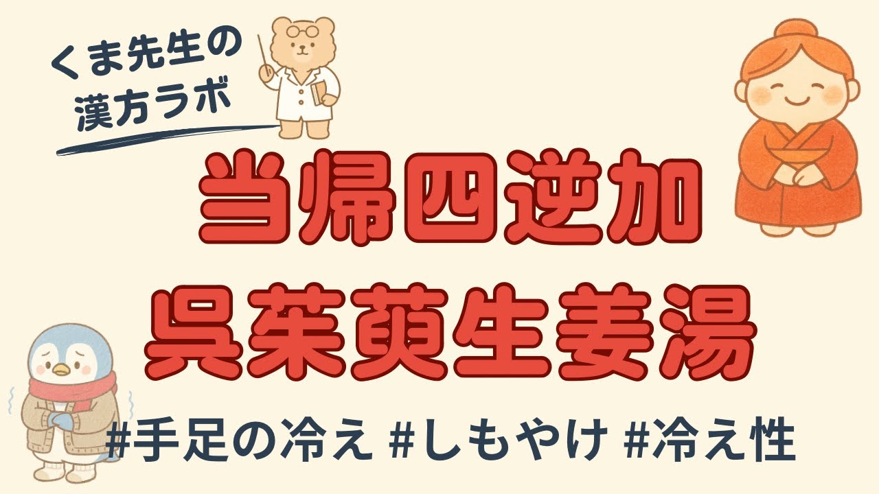 くま先生の漢方ラボ#11【当帰四逆加呉茱萸生姜湯】手足の冷え・しもやけに！体を芯から温める漢方