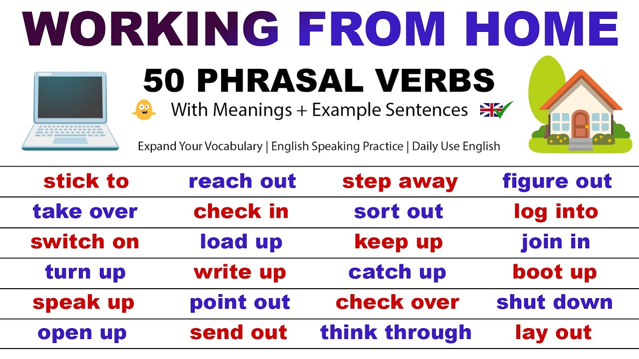 Working from Home: 50 Phrasal Verbs for Everyday English (meanings + examples)