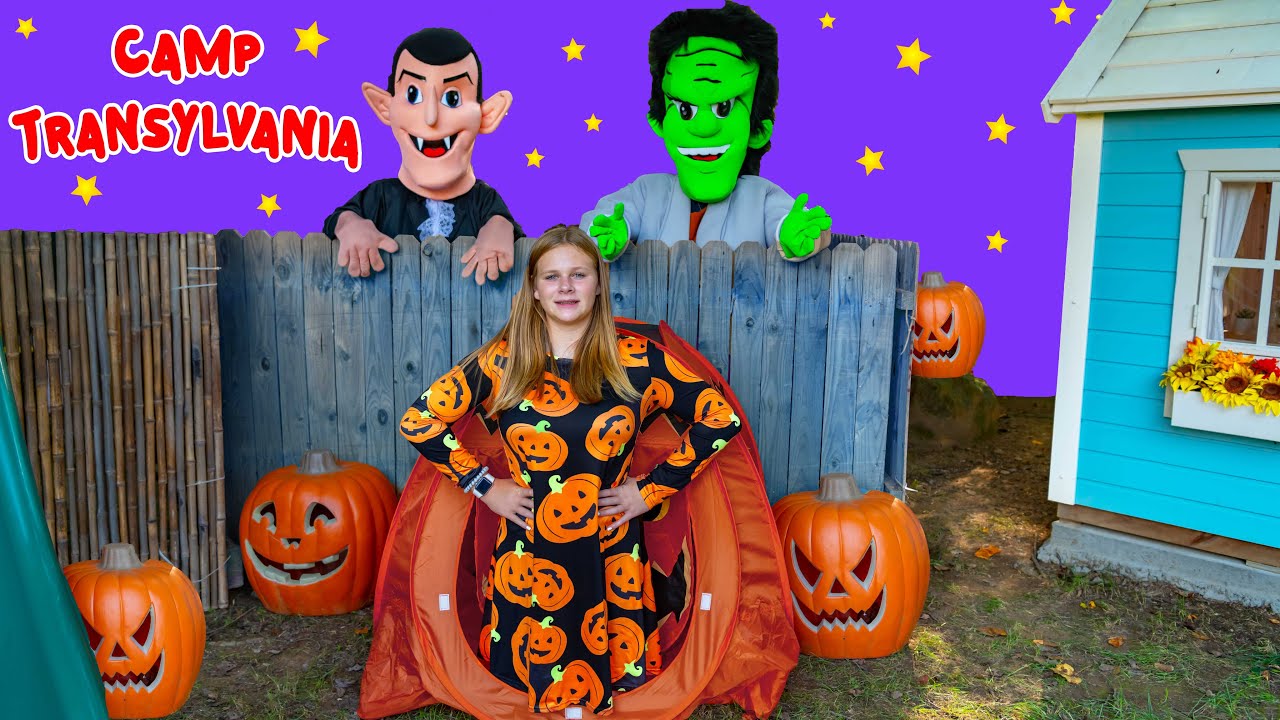 Assistant Starts Camp Transylvania for Halloween by her Playhouse