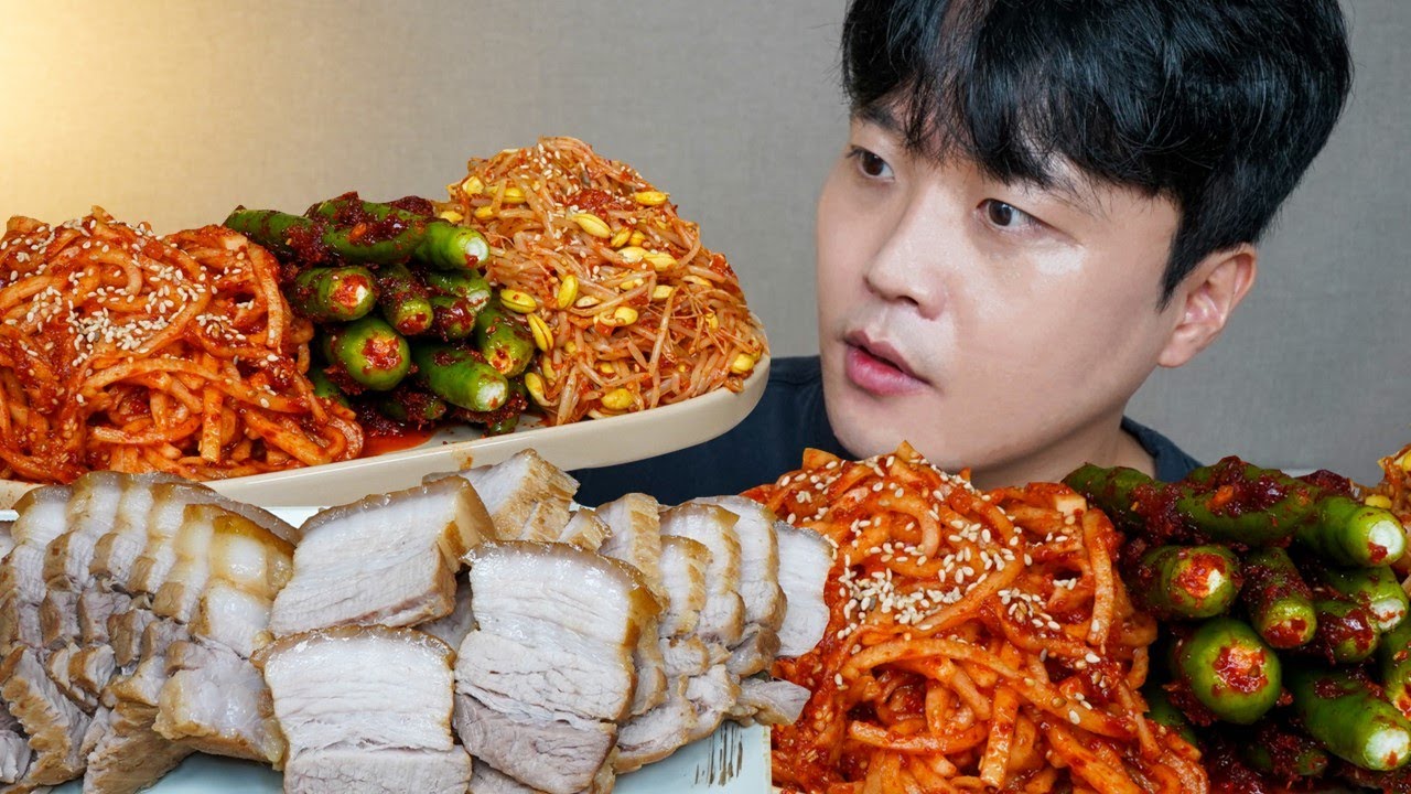 아내표 집밥🍚 요구르트 수육 지옥땡초김치 무생채 콩나물무침 요리 먹방 Boiled Pork Belly & Kimchi ASMR MUKBANG EATING SHOW