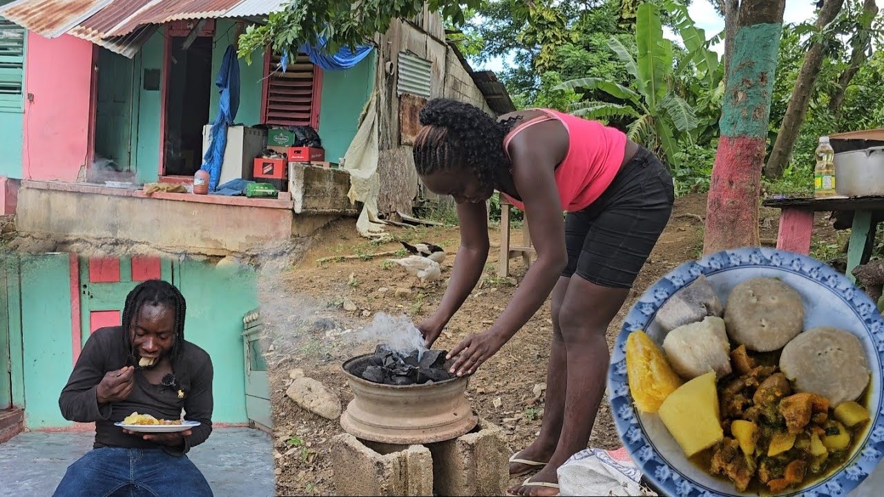Visiting  my first house | cooking up a storm curry pork with boil.food | outdoor cooking