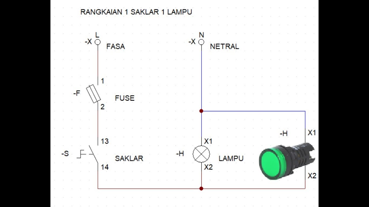 Belajar Rangkaian Listrik 1 ( 1 Saklar 1 Lampu ) Dengan Simulator.