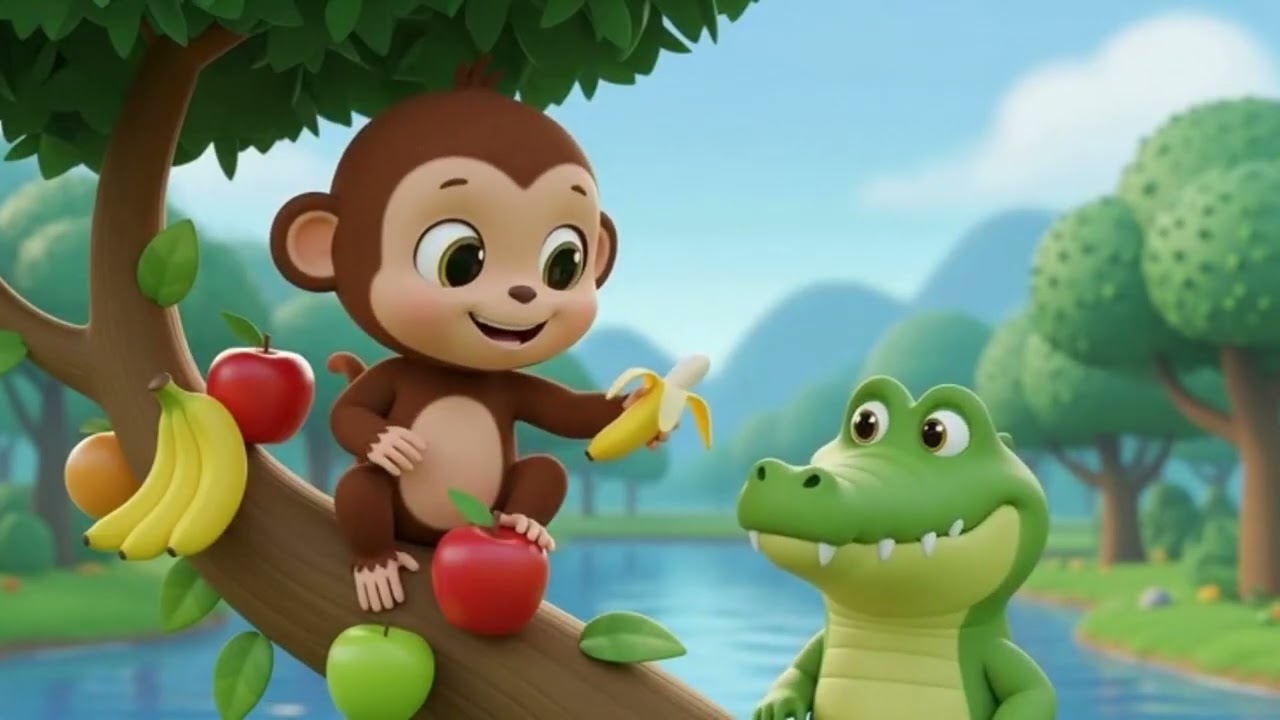 चतुर बंदर और मगरमच्छ 🐒🐊 | Funny Moral Story for Kids