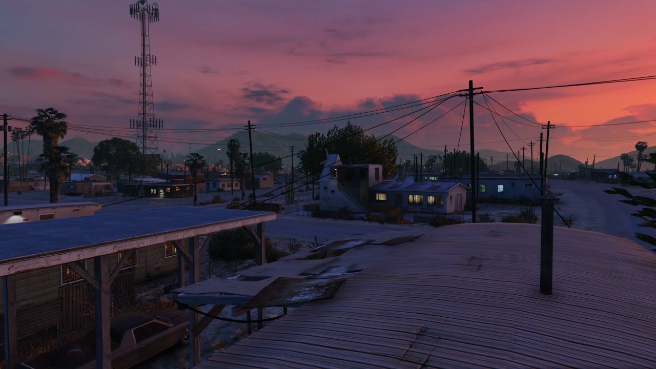 Ambient Desert Town View | GTA V Sandy Shores (Country Sounds | ASMR)