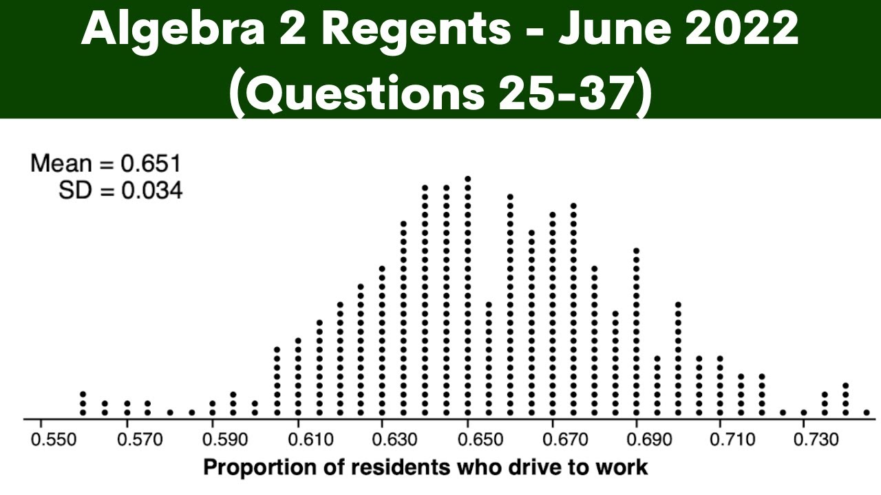 Algebra 2 Regents June 2022 (Parts 2,3, and 4, Questions 25 - 37)