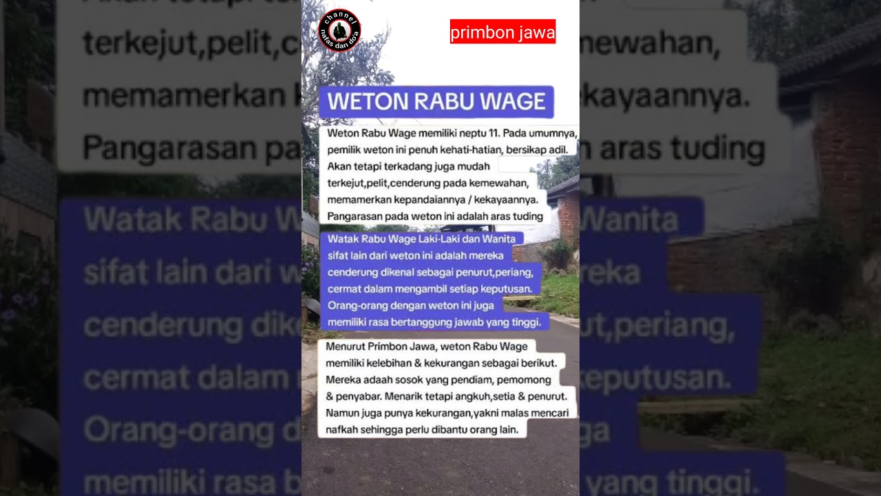 Weton Rabu wage