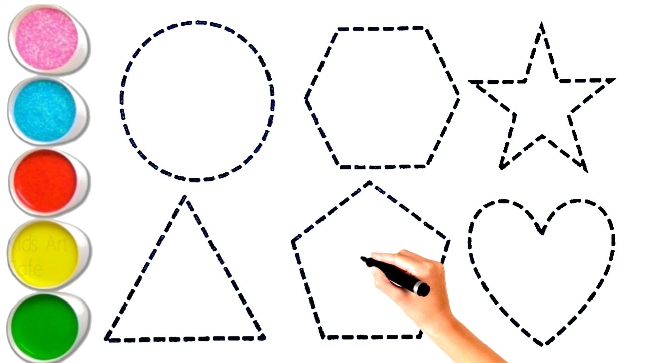 Shapes drawing for kids,  Learn 2d shapes, colors for toddlers, 2D shapes drawing part -210