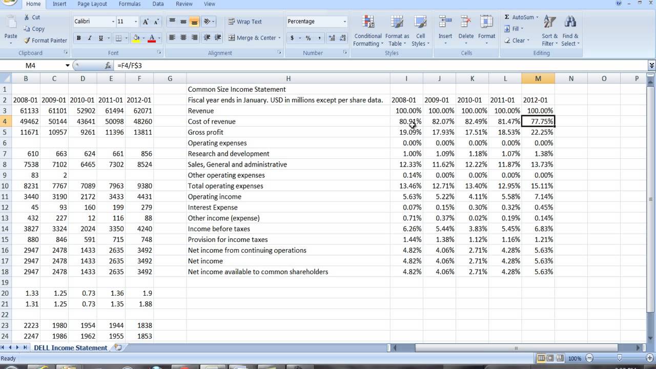 Common Size Financial Statements
