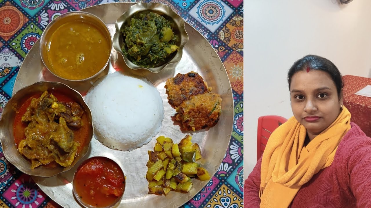 রবিবারে এমন রান্না না করলে চলেই না 🍛। Sunday Special Bengali lunch Thali।Niramish Palong saak।