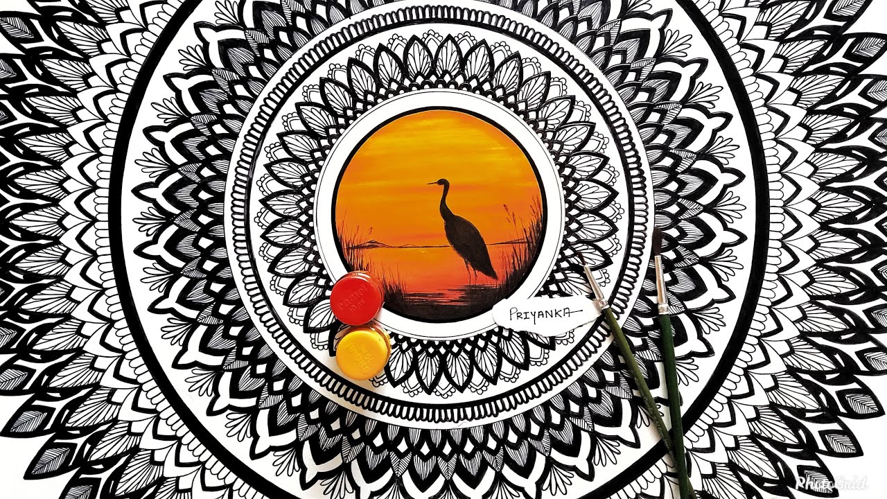 How to draw MANDALA ART for beginners | Drawing mandala | mandala scenery |step by step mandala