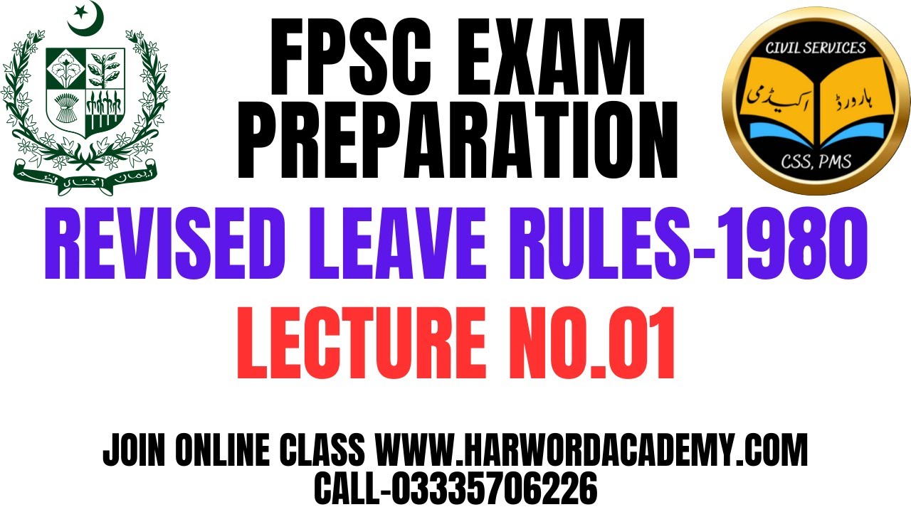 Lecture No.01-Revised Leave Rules 1980 || Admin Officer Online Preparation Classes || Join Online