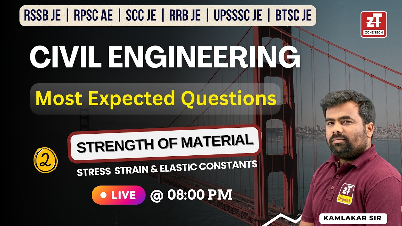 2. STRENGTH OF MATERIAL | Most Expected Questions | RSSB JE | RPSC AE | SCC JE | RRB JE II ZONETECH