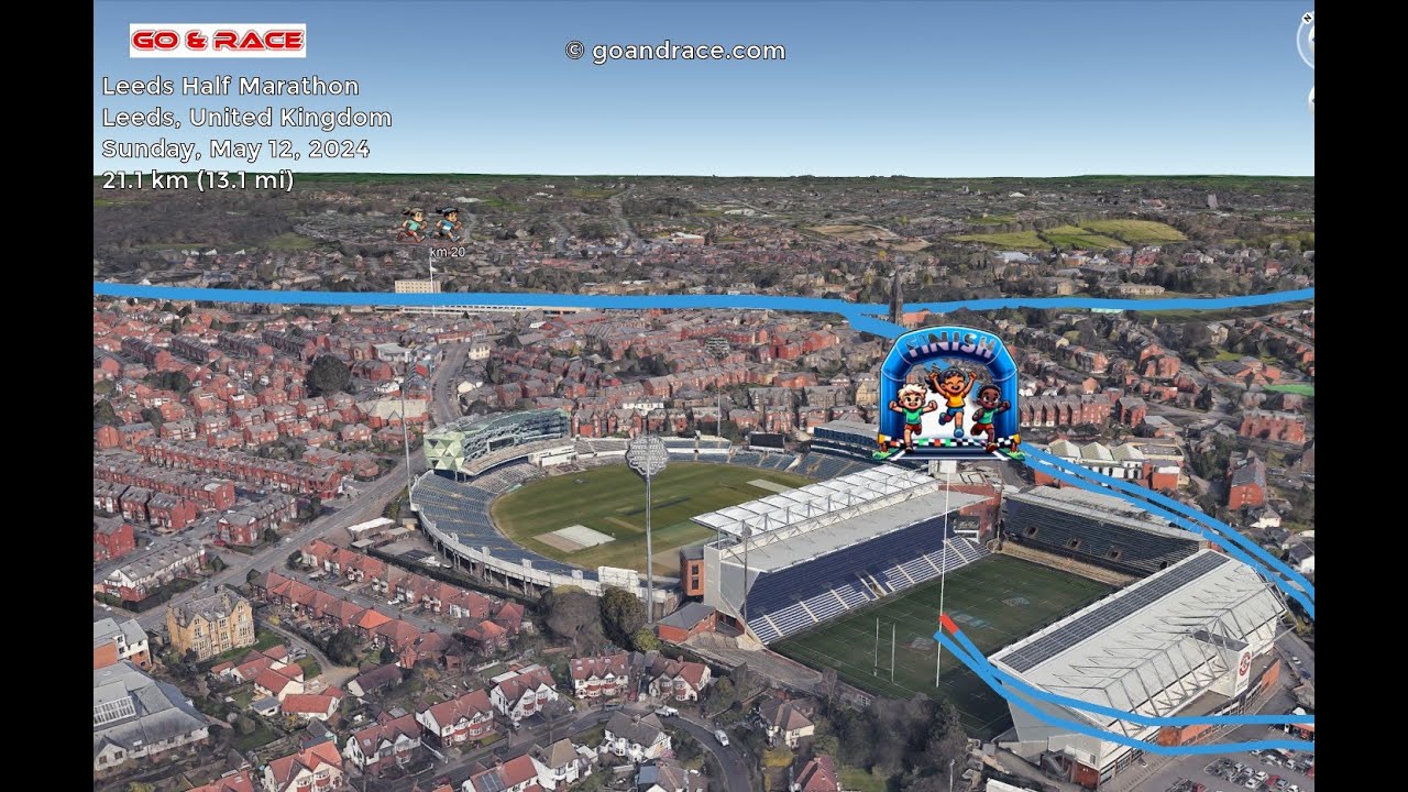 Leeds Half Marathon (2024): fly over the half-marathon 3D course map!