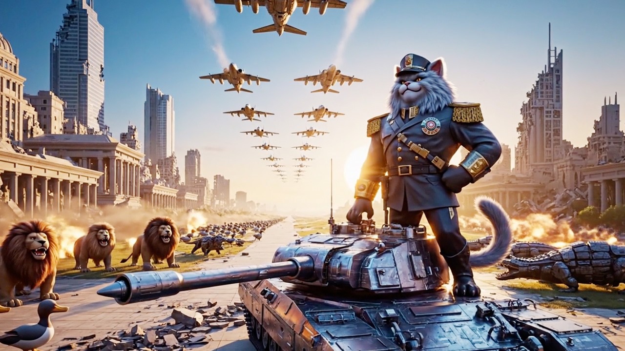 The war between the four generals and the Cat General – 3D Animal Adventure Story