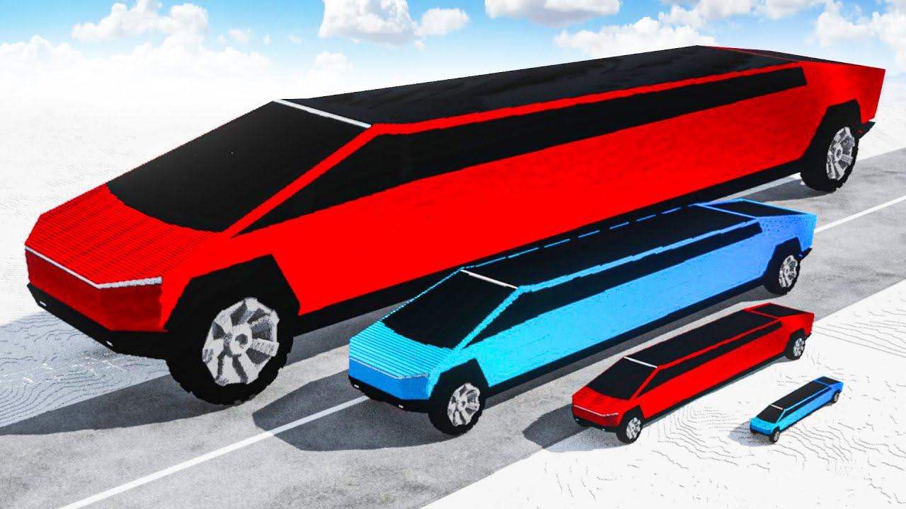 Big & Small Long Tesla Cybertruck Red vs Big & Small Long Tesla Cybertruck Blue in Teardown!