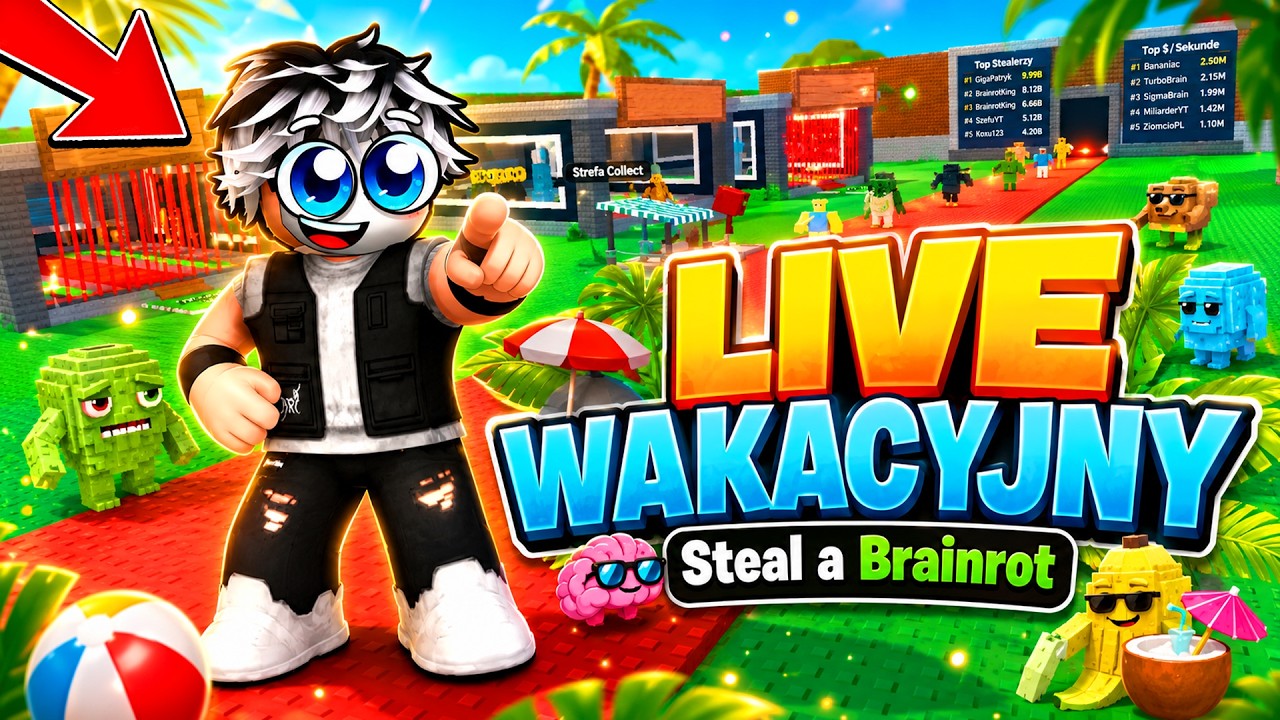 🌴WAKACYJNY LIVE Z NAGRODAMI W STEAL A BRAINROT!🌴☀️PRZEDŁUŻANY LIVE!☀️ #roblox