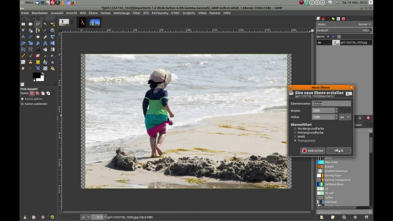 Zaubern mit Gimp - inhaltsbasiertes Auffüllen mit Heal selection und Heal Transparency