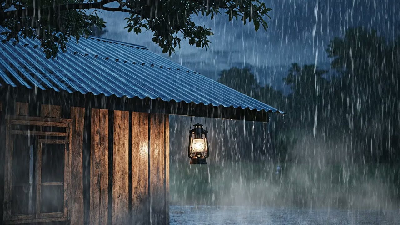 Adormeça Imediatamente com Chuva Pesada Terrível e Trovão em um Telhado de Metal / Vença o Estr...