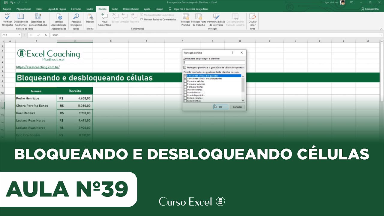 Como Bloquear e Desbloquear Células - Curso Excel