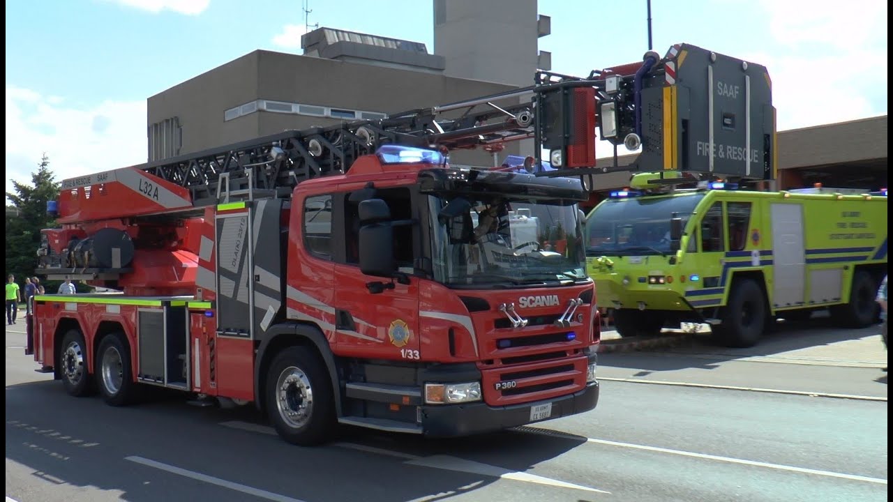 [Panther-FLF + DLA(K)] US Army Fire Department Stuttgart (USAG/SAAF) mit Wail/Yelp und Hornspiel