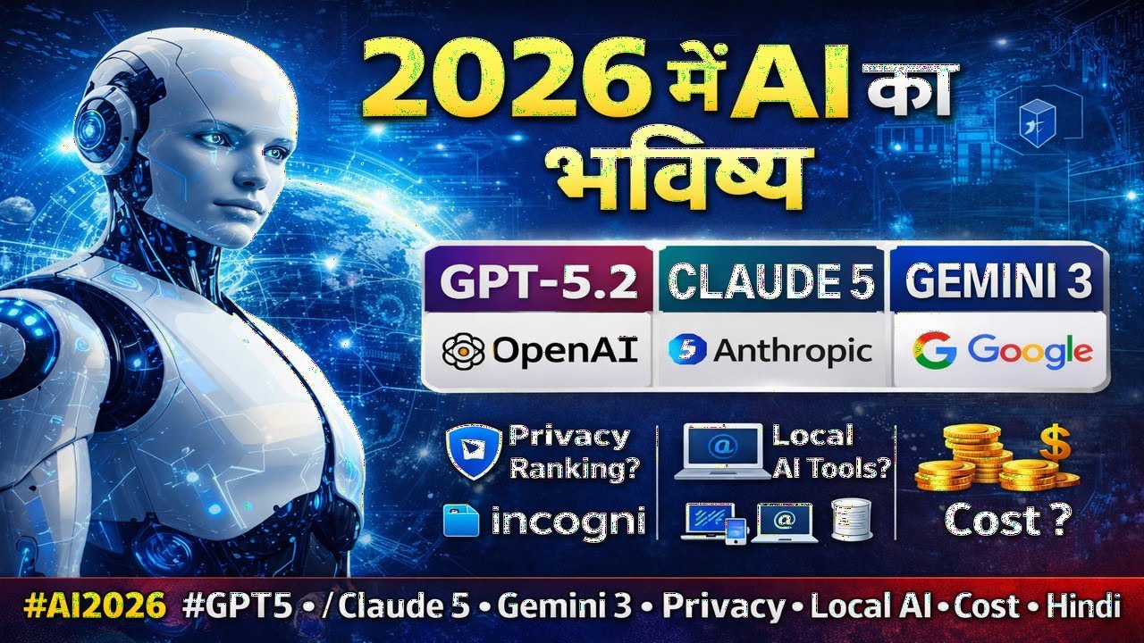 2026 में AI का भविष्य 🤖 | Best AI Models, Privacy Ranking, Local AI & Cost Explained (Hindi)