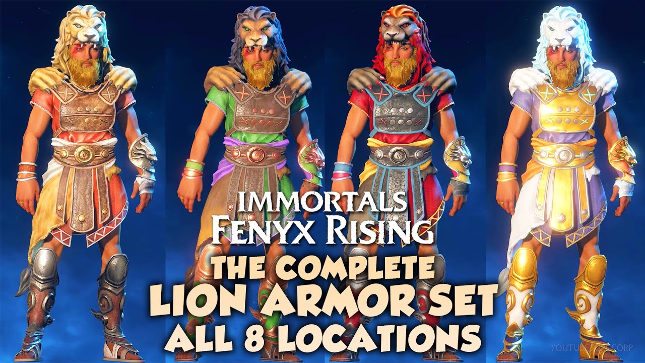 Immortals Fenyx Rising Complete Lion Armor Set (4 armors & 4 helmets)