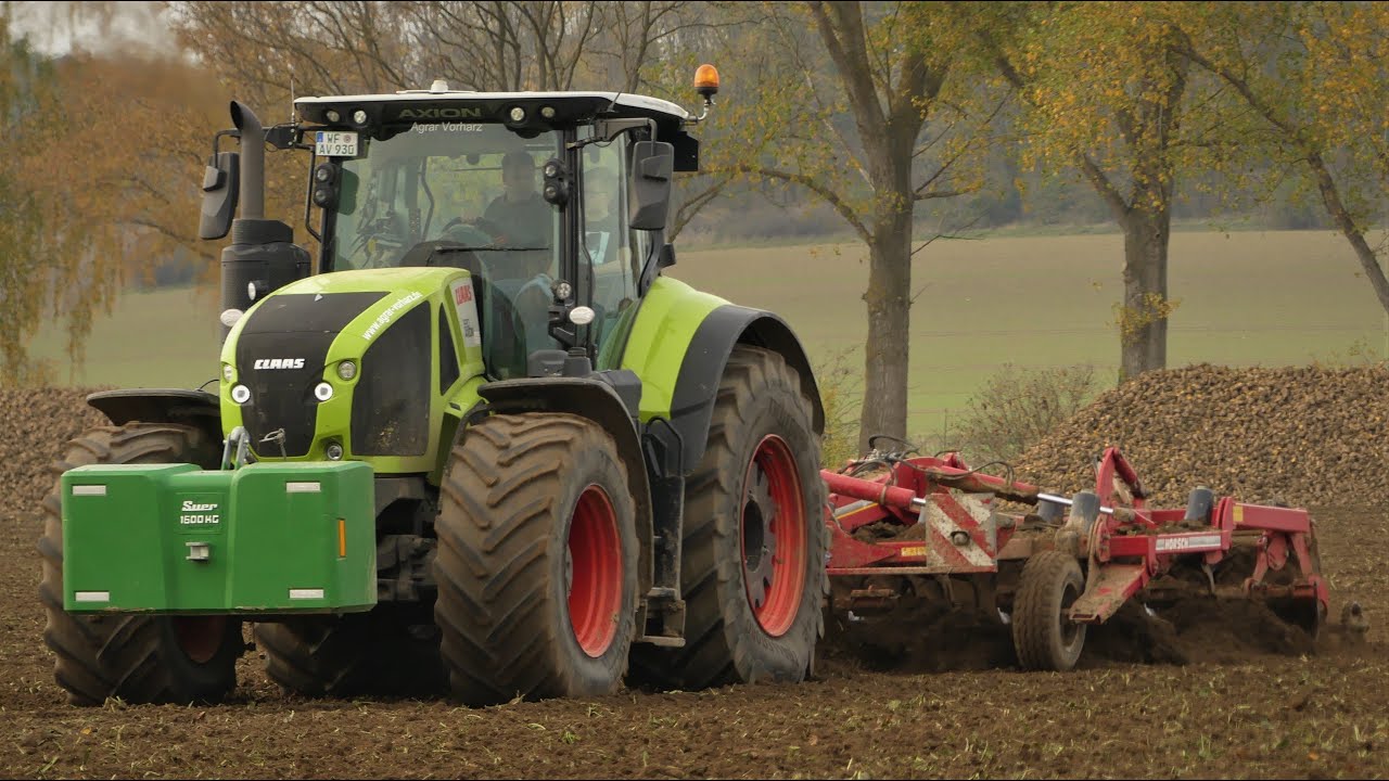 Claas Axion 930, 810 bei der Bodenbearbeitung/ Claas/ Horsch