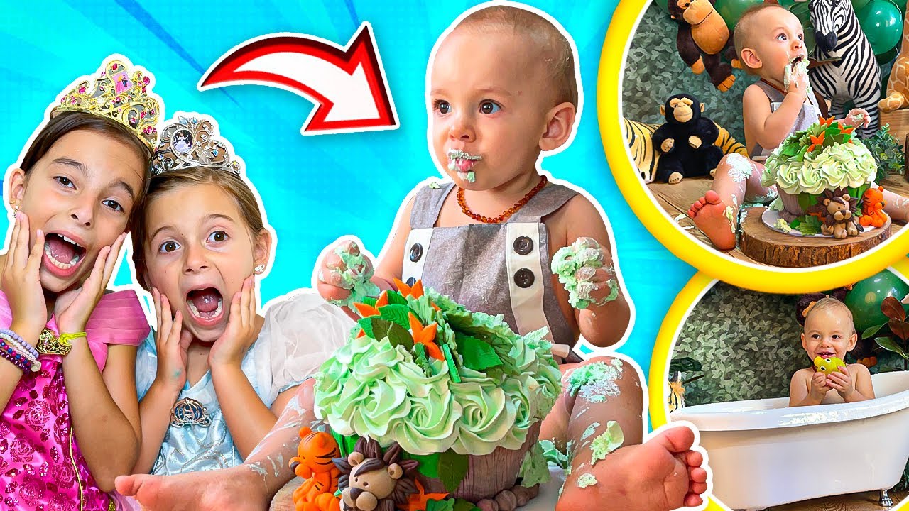 GABRIEL DESTRUIU O BOLO DE ANIVERSÁRIO 😱 SMASH THE CAKE 🎂 JÉSSICA GODAR, LAURINHA E HELENA E GAB