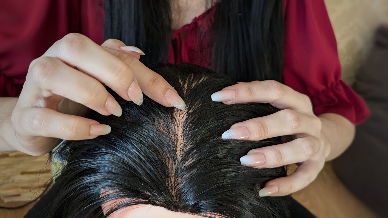 ASMR Scalp Scratching, Hair Parting | No Talking |