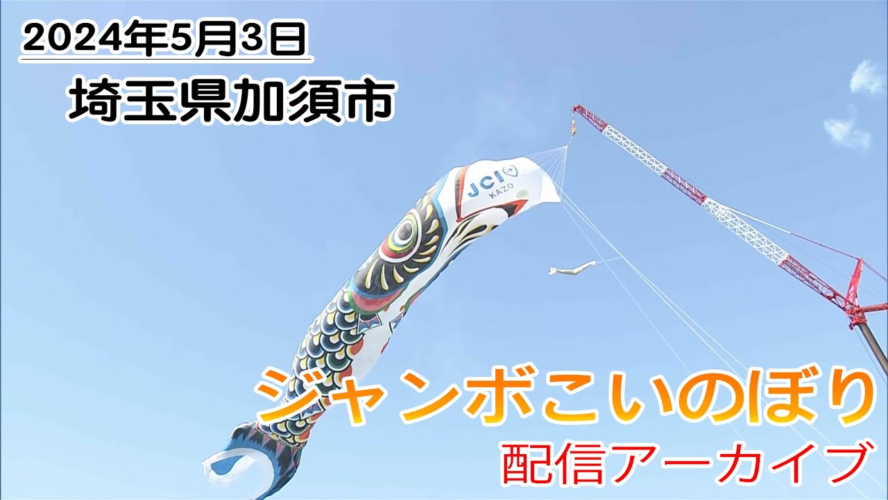 【LIVE】全長１００m！ジャンボこいのぼり遊泳　埼玉県・加須市民平和祭　※配信アーカイブ