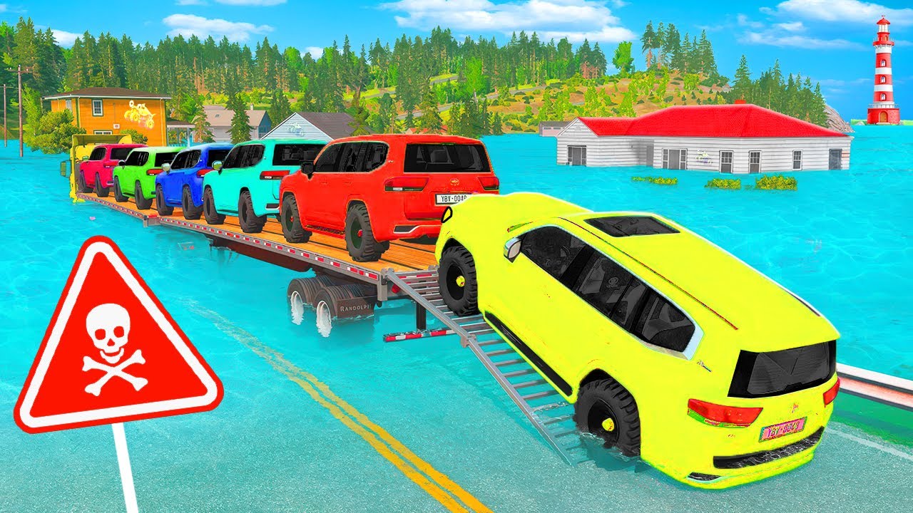 Happy Truck + Trailer vs UNBREAKABLE Speed Bumps – GIANT Bumps Chaos – BeamNG Ep.2 🏎️