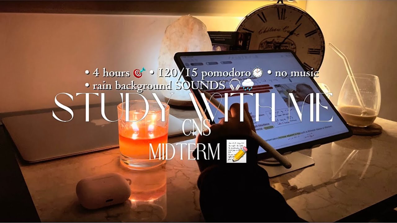 Study with me for my MIDTERM Exam 🏫 | 4 hours - 120/15 pomodoro - no music