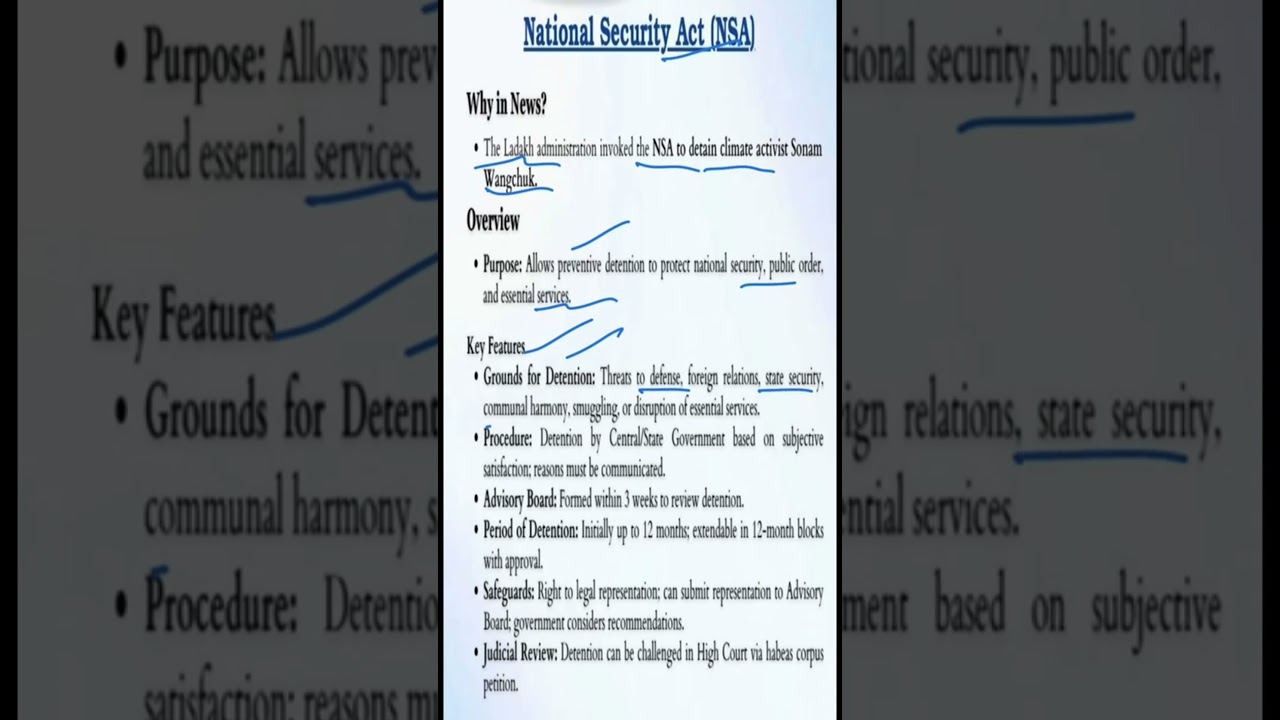 National Security Act (NSA), 1980: Detention Power & Criticism Explained